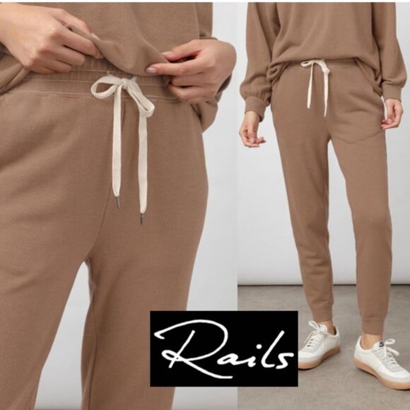 RAILS OAKLAND BOTTOMS TOFFEE L Jogger Pants Cosy Soft Loungewear Athleisure - Picture 2 of 15